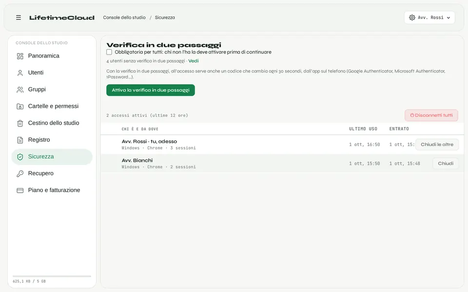 Preview of the owner's console: Security