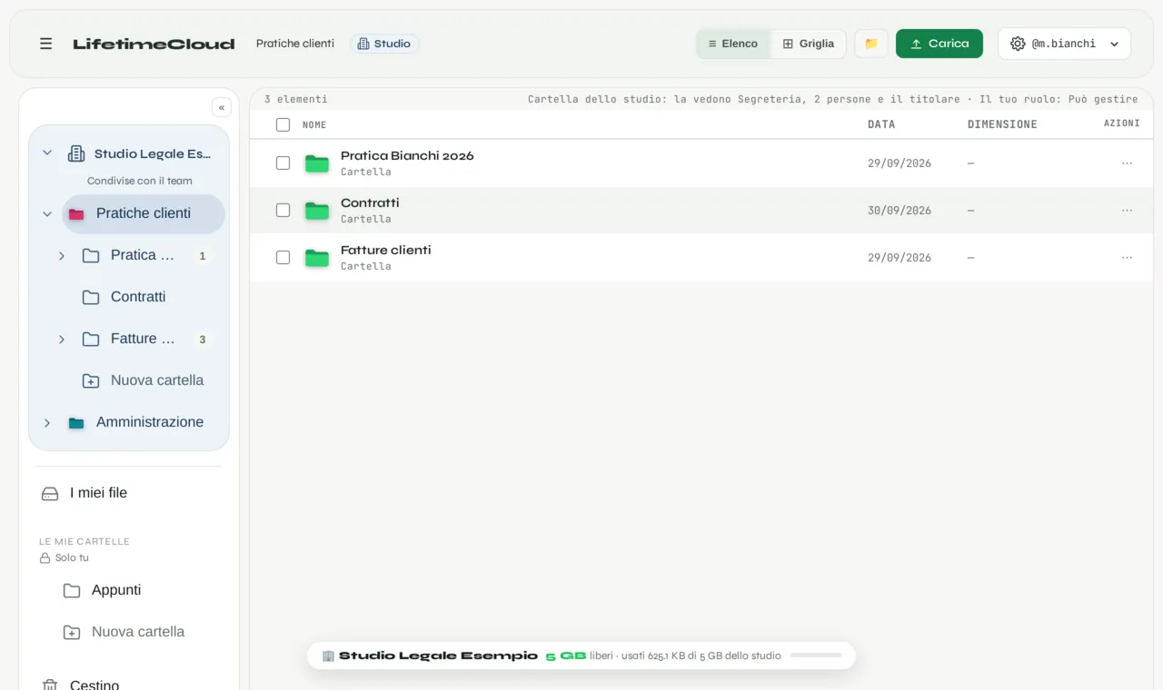 The new LifetimeCloud Business file manager: firm folders and private folders